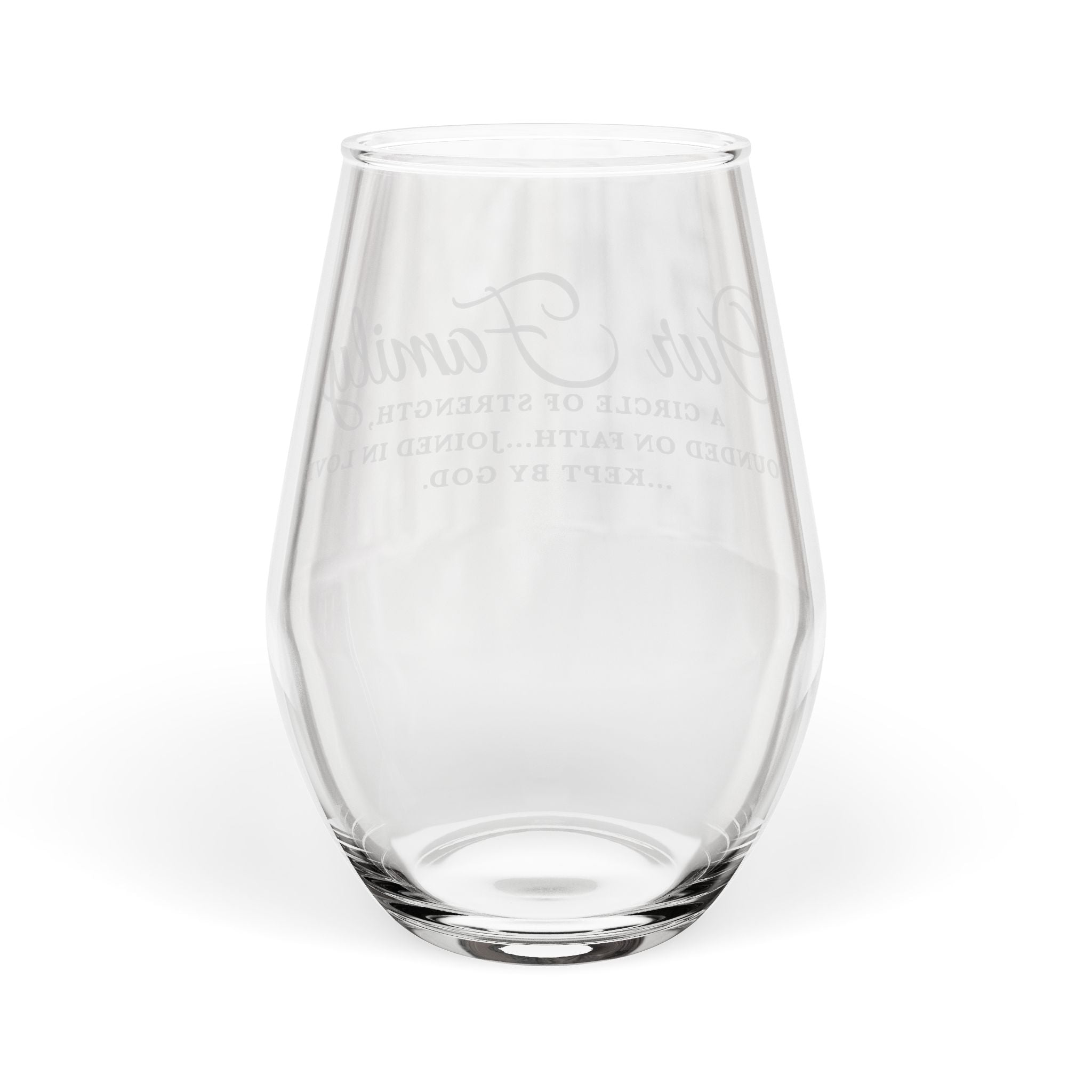 Personalized Stemless Wine Glass, Family Gift, Engraved Wine Tumbler, Home Bar Decor, Wedding Favor, Family Celebration Glass