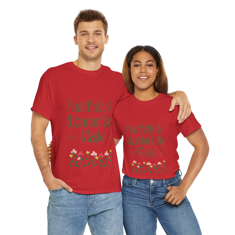 Fearfully & Wonderfully Made Unisex Cotton Tee – Inspirational Floral T-Shirt