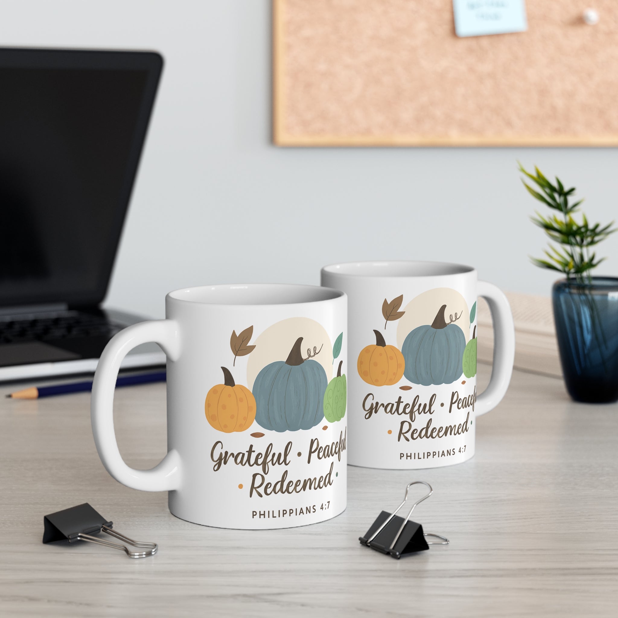 Grateful Pumpkin Mug - Fall Decor, Inspirational Coffee Cup, Thanksgiving Gift, Christian Mug, Cozy Homeware