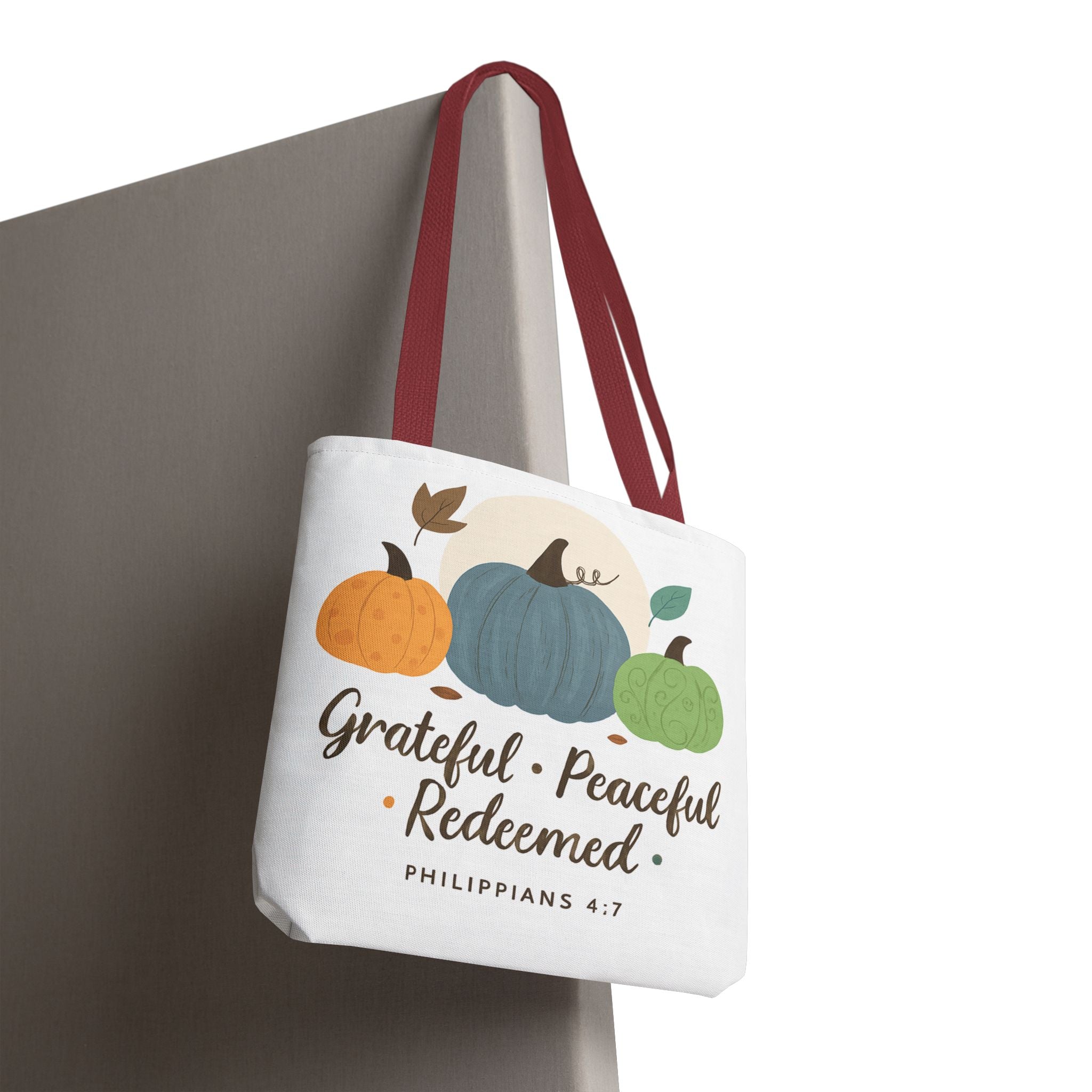 Grateful Tote Bag | Fall Decor, Thankfulness Gift, Bible Verse Bag, Inspirational Tote, Autumn Style