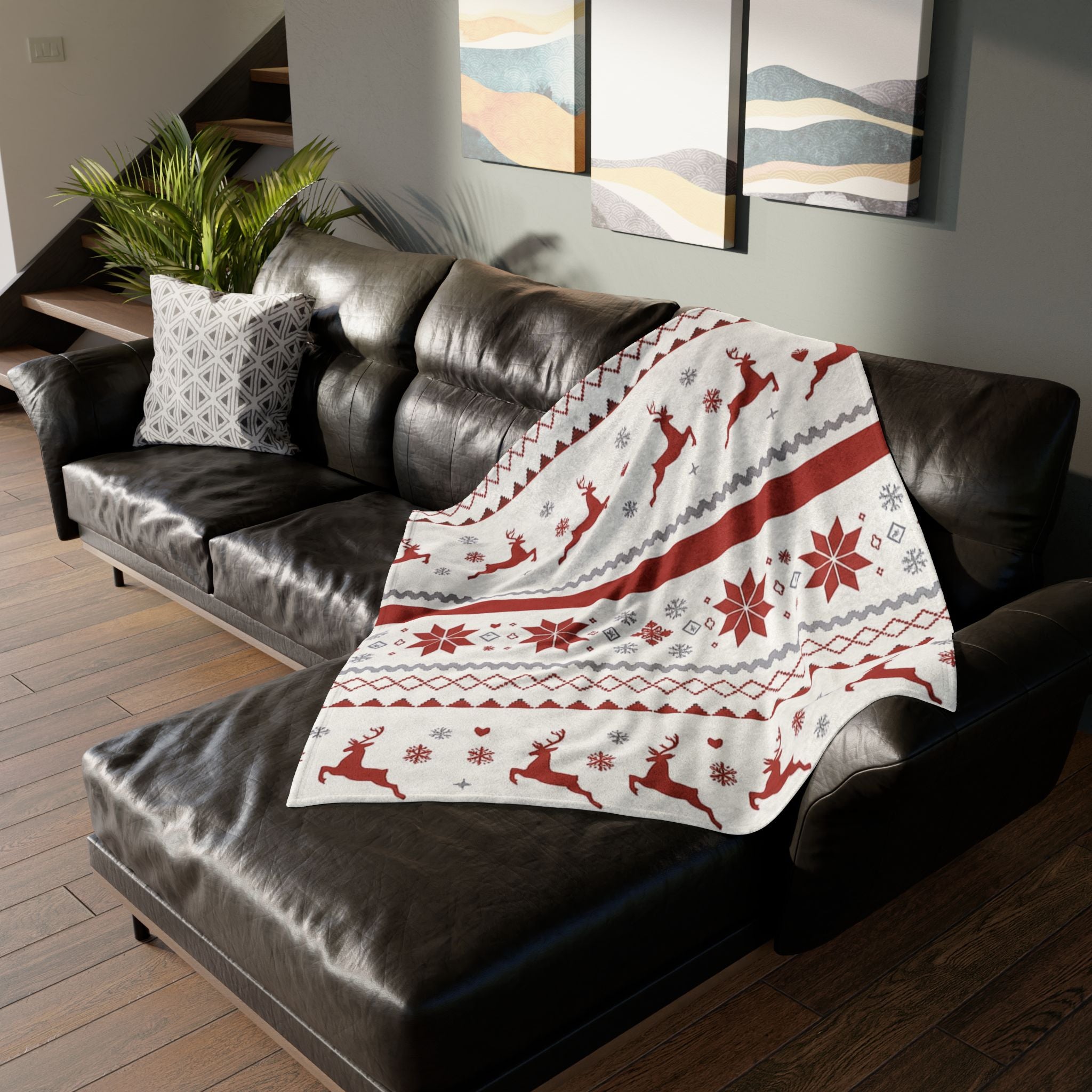 Cozy Christmas Blanket, Holiday Decor, Winter Warmth, Reindeer Blanket, Gift for Him/Her, Soft Throw for Snuggling