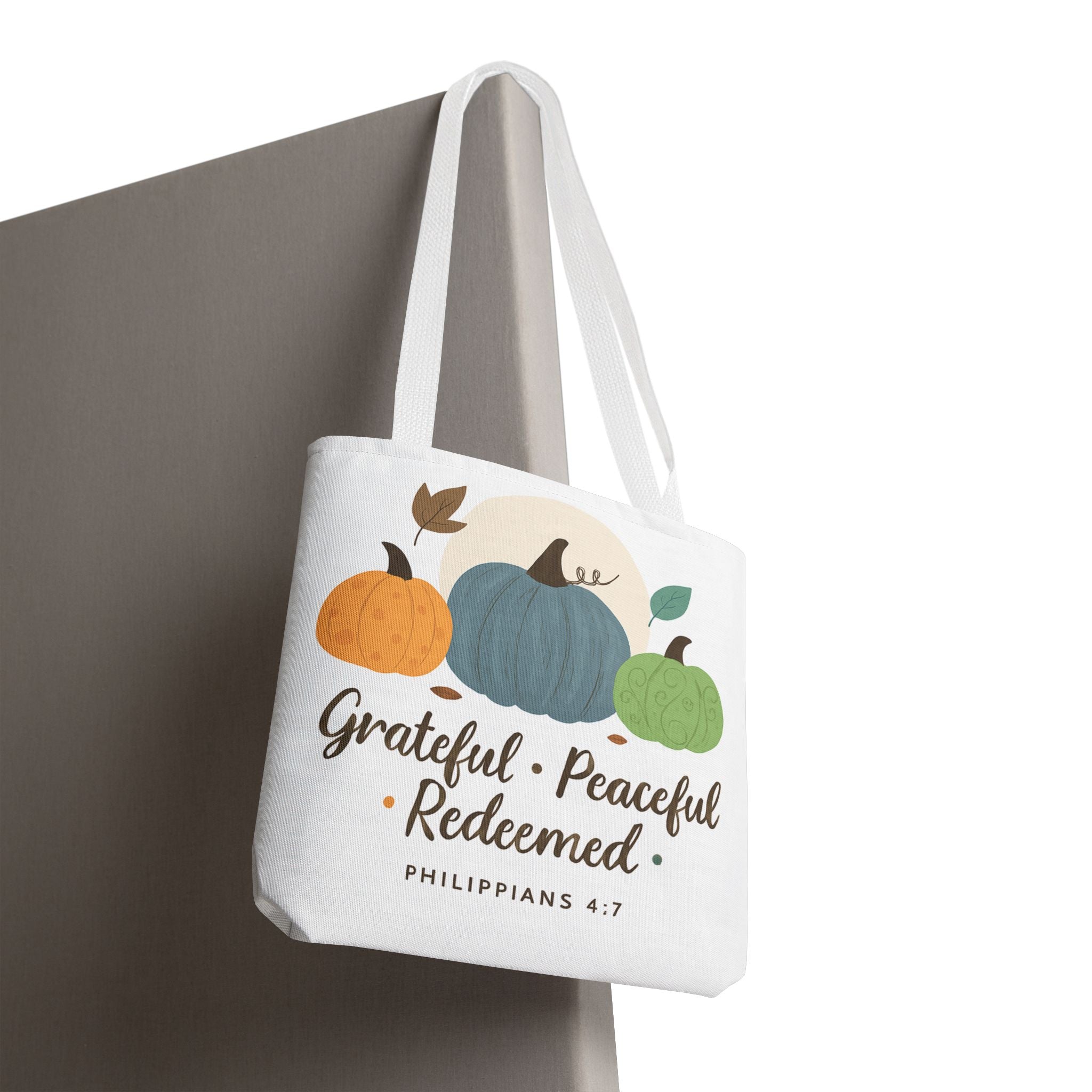 Grateful Tote Bag | Fall Decor, Thankfulness Gift, Bible Verse Bag, Inspirational Tote, Autumn Style