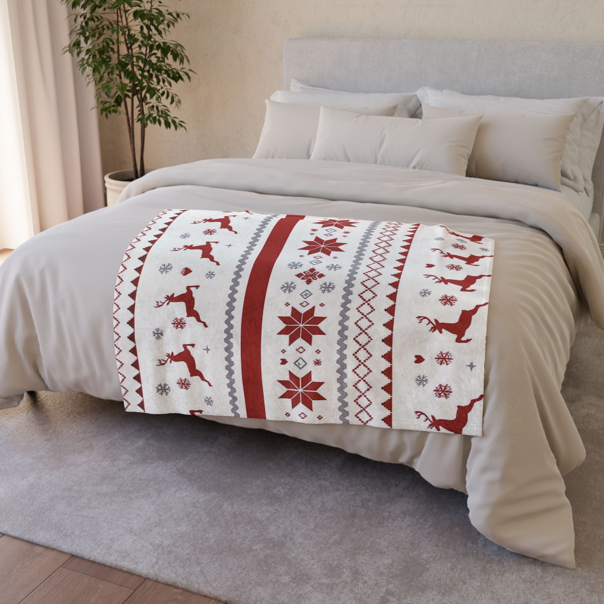 Cozy Christmas Blanket, Holiday Decor, Winter Warmth, Reindeer Blanket, Gift for Him/Her, Soft Throw for Snuggling
