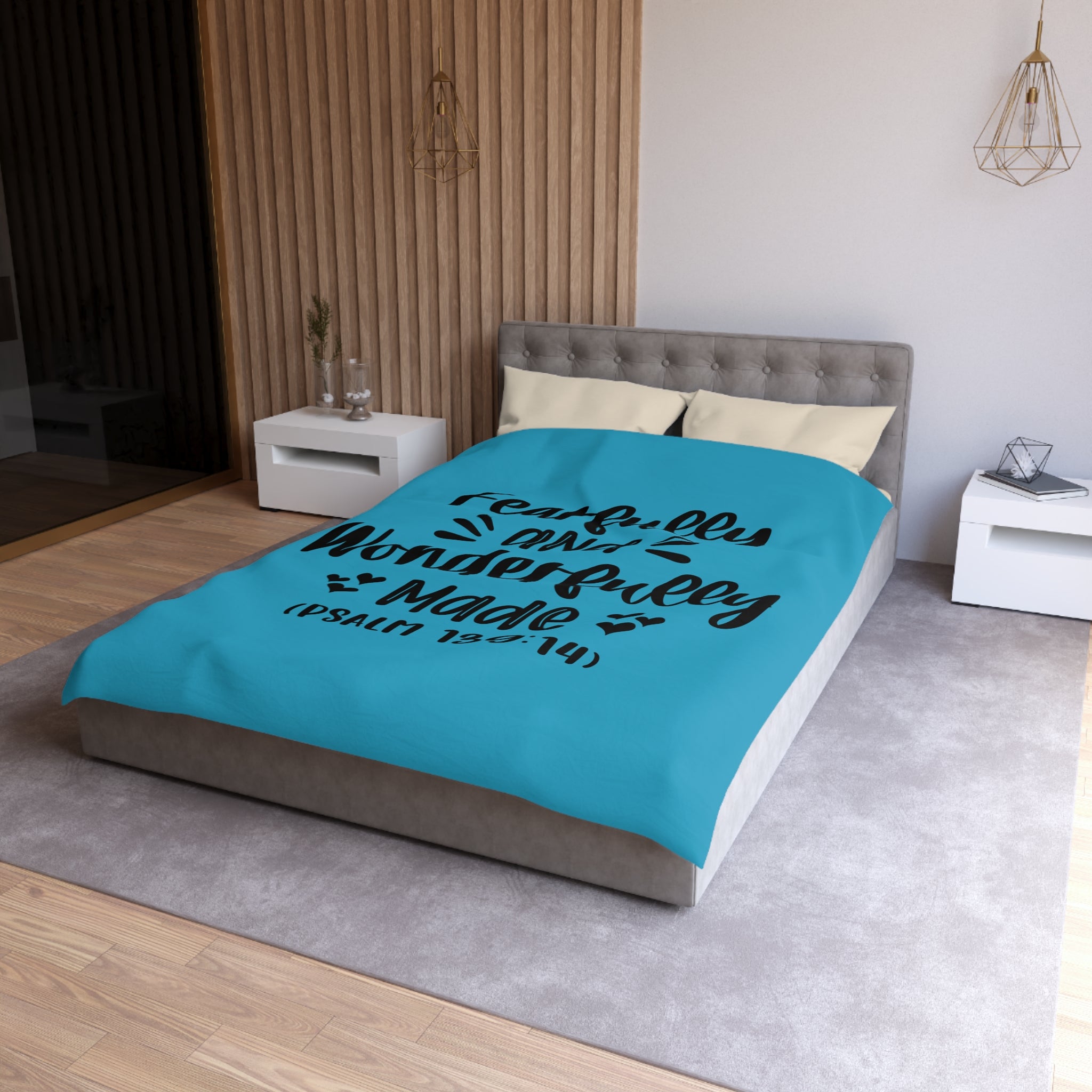 Inspirational Microfiber Duvet Cover - 'Fearfully and Wonderfully Made'