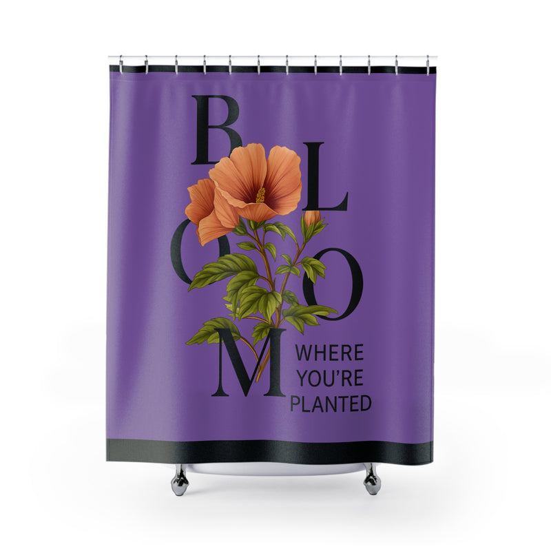 Vibrant Floral Purple Shower Curtain, Bathroom Decor, Home Accessories, Gift for Her, Tropical Theme, Indoor Plants
