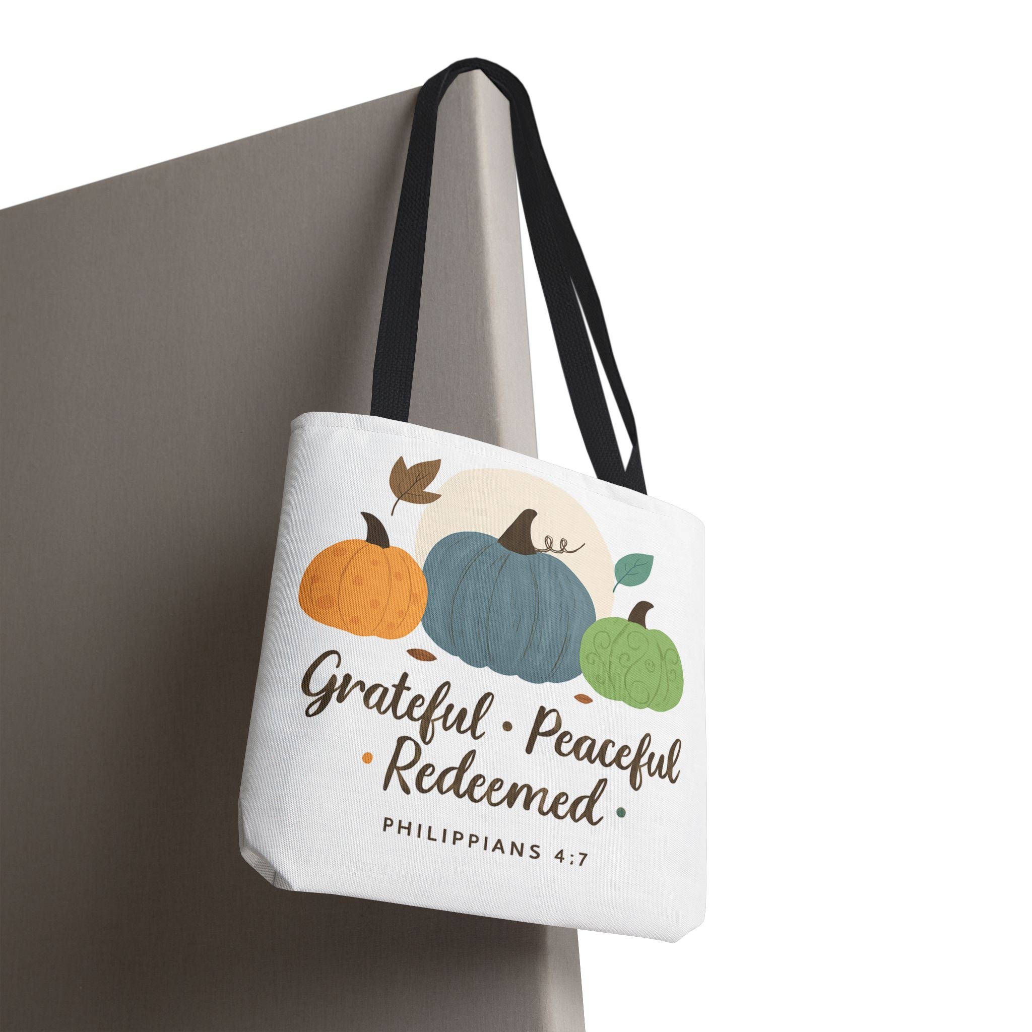 Grateful Tote Bag | Fall Decor, Thankfulness Gift, Bible Verse Bag, Inspirational Tote, Autumn Style